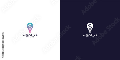 smart bulb logo icon. bulb logo technology. initial logo design S