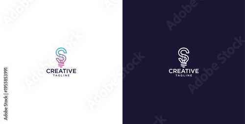 smart bulb logo icon. bulb logo technology. initial logo design S