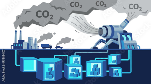 Carbon capture and storage CCS technology infographic diagram