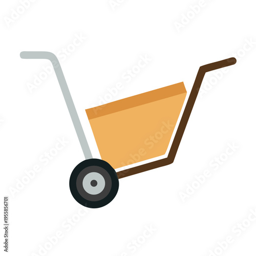 A simple flat illustration of a single-wheeled garden wheelbarrow.