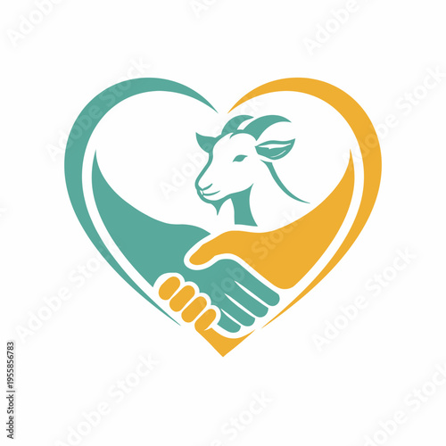 Cute cartoon vector illustration of a  sheep with a heart symbol in eid al-adha