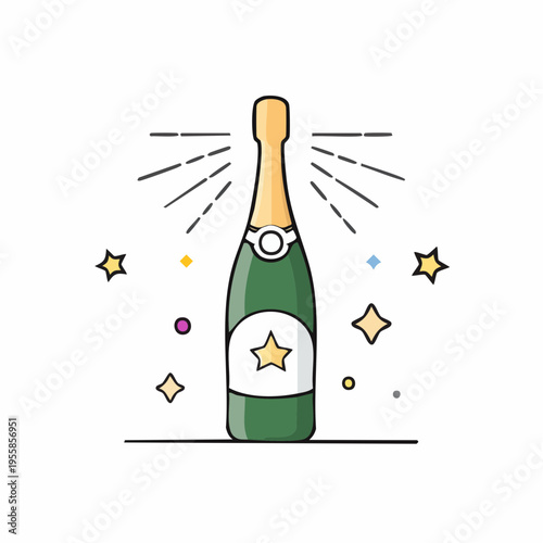 Sektflasche Icon minimalistisch