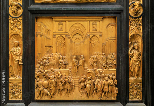 Bild auf Leinwand Biblical scenes of Ghiberti Gates of Paradise at the Baptistery, Florence, Italy