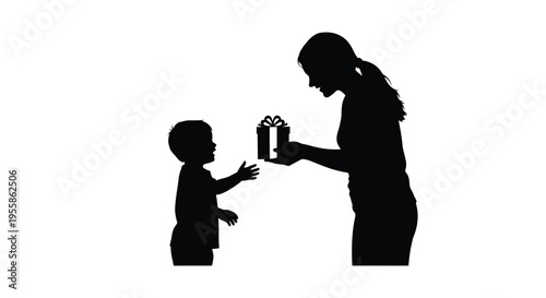 Mother gives a gift to her child a heartwarming silhouette