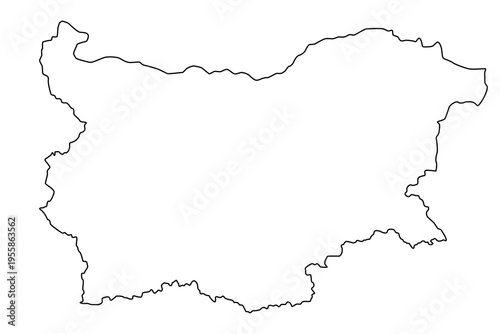 Vector map of Bulgaria, a country in Southeast Europe. Detailed black contour, isolated on white background.
