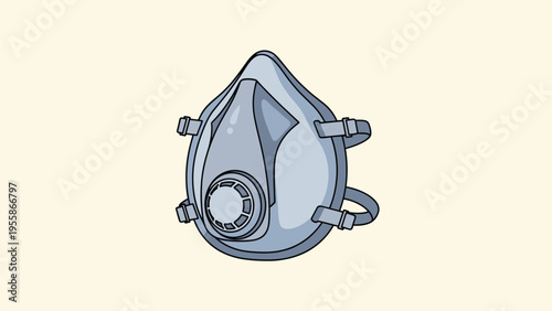 Professional industrial respirator mask for respiratory protection against dust and chemical fumes isolated on plain light background.