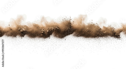 Realistic dust clouds isolated on a white background, resembling a sandstorm or polluted air, perfect for visual effects or environmental themes 
