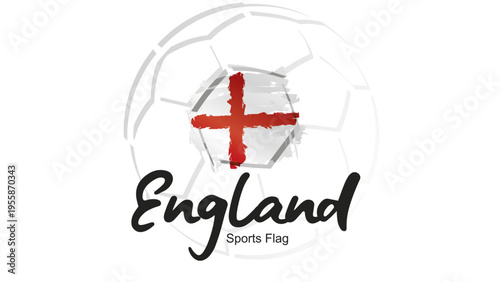 Obraz na płótnie Abstract soccer ball sport icon label banner with England national flag ribbon h
