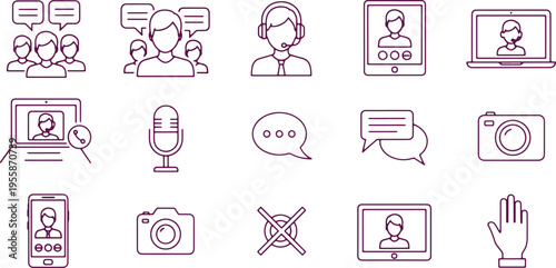 Illustrated icons representing various communication and interaction methods