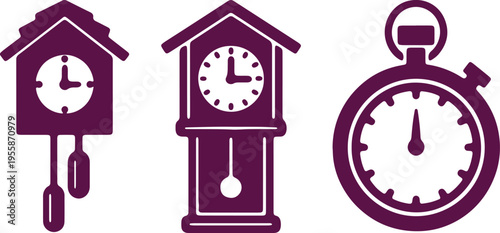 Classic timekeeping devices illustrated in a vintage style