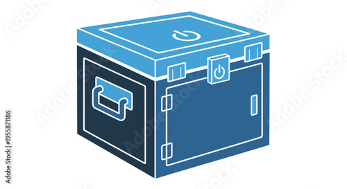 Blue Metal Lockbox Safe Storage.