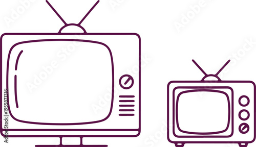Illustration of two different types of vintage television sets side by side