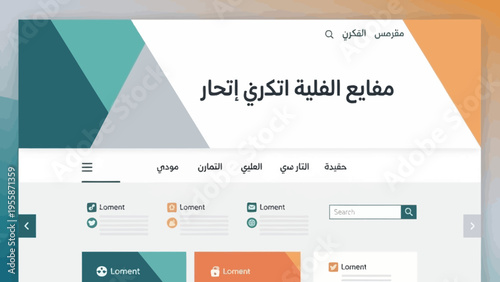 Arabic Website Interface with Search Functionality and Content Display.