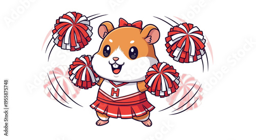 Adorable Hamster Cheerleader with Pom-Poms.