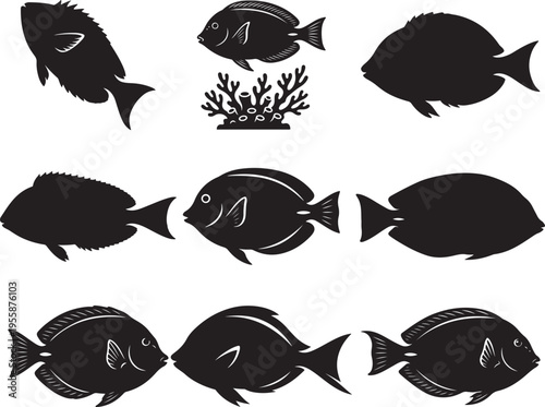 Blue Tang Fish Swimming with Oval Body Shape