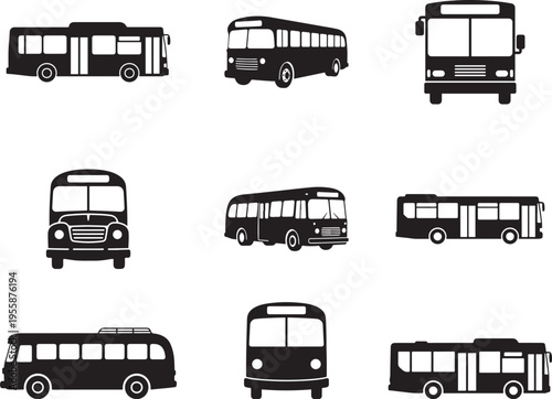 City Bus Public Transport Vehicle Silhouette