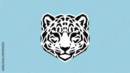 Black Leopard Head Illustration.