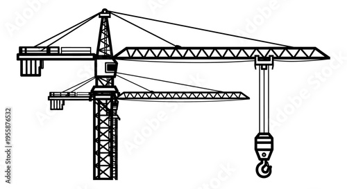 Large tower crane with hook.