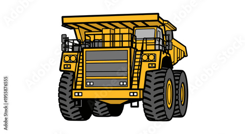Large Yellow Mining Dump Truck Vehicle.