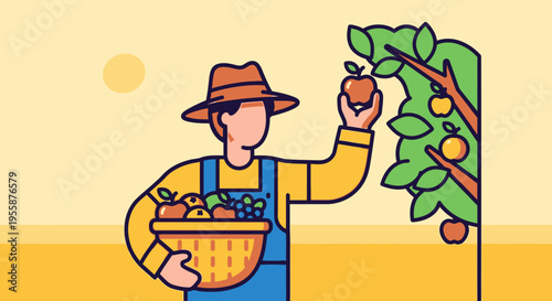 Man holding basket of fresh fruits.