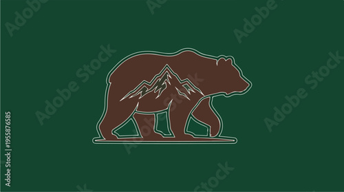 Brown bear walking profile view.