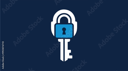 Digital Security Lock Key Icon.