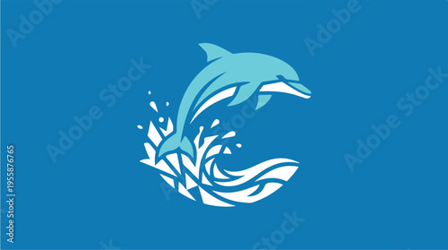 Dolphin jumping out water.