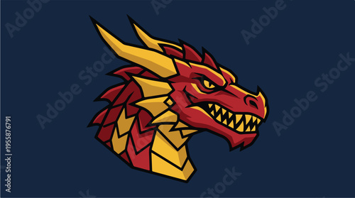 Dragon Head Cartoon Illustration.
