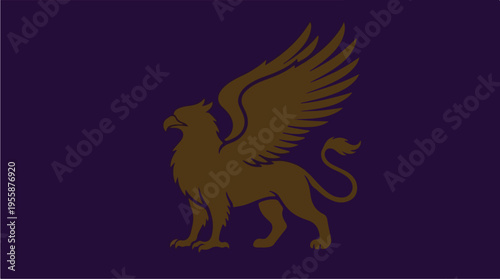 Golden Griffin Emblem Icon.