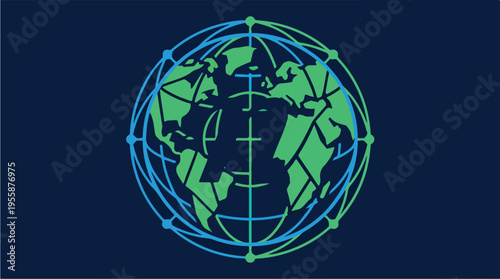 Green Globe Earth Map Illustration.