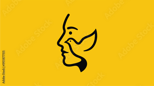 Man face with leaf wings.