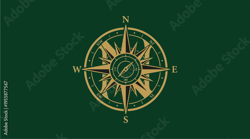 Vintage Navigation Compass Rose.