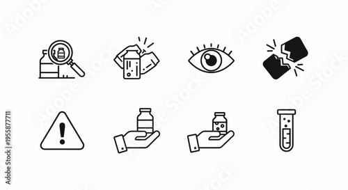 Medical Icons Set for Research Safety and Health Precautions