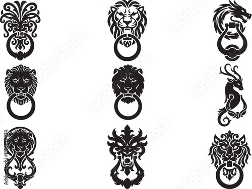 Ornate Door Knocker Vintage Metal Silhouette