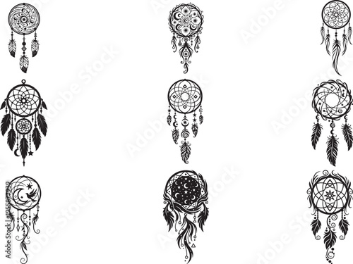 Boho Dreamcatcher Hanging Ornament Feather Silhouette