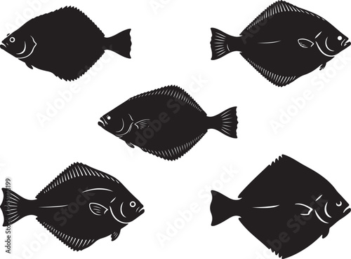 Flatfish Flounder Bottom Dwelling Fish Silhouette