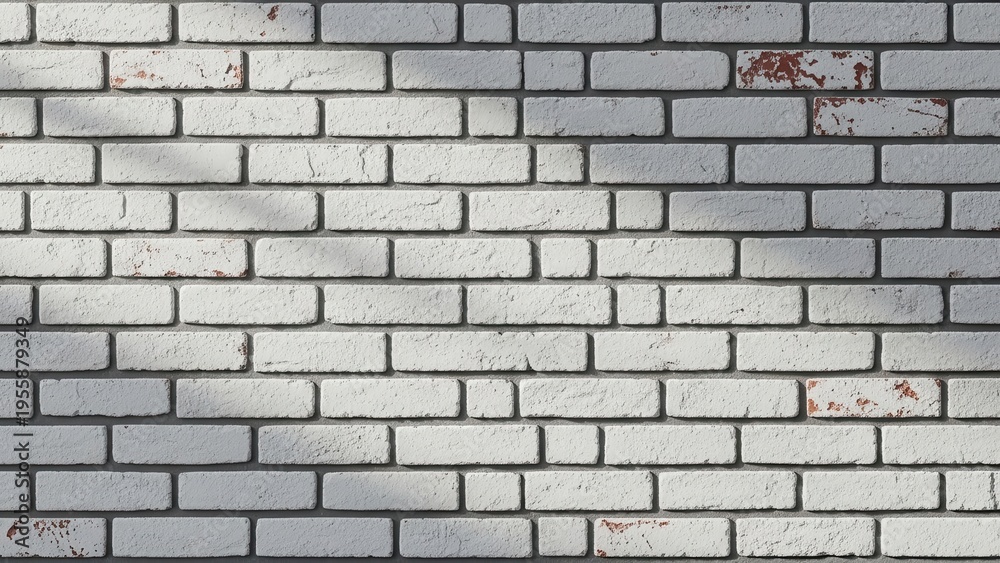 Fototapeta premium White Brick Wall Textured Background with Shadows