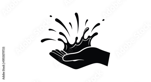 A black hand holds a splash of liquid dramatic silhouette