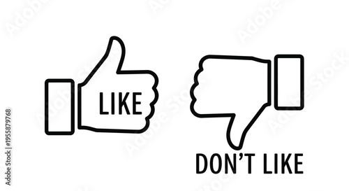 Two hand symbols indicating approval and disapproval black silhouette