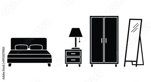 Simple pet icons depicting a house cat and paw prints silhouette