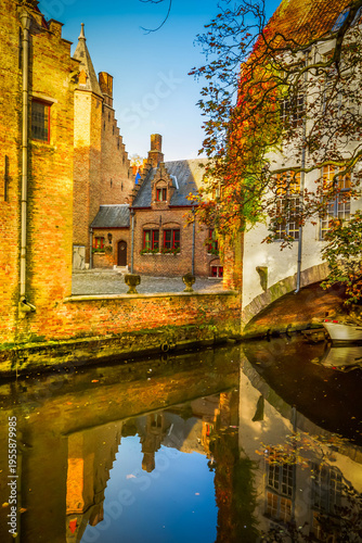 Wallpaper Mural small street of old Bruges with canal, Belgium Torontodigital.ca