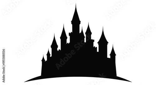 Dramatic mountain and forest landscape with a striking sunburst silhouette