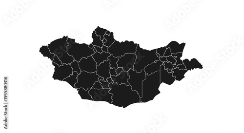 Map of Mongolia with internal administrative divisions highlighted in white