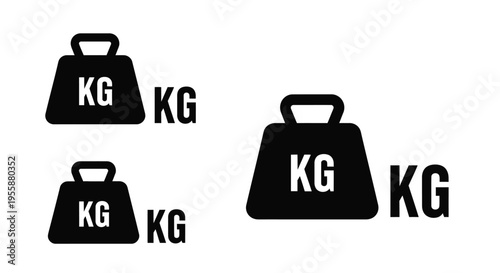 Black silhouettes of a dumbbell kettlebell and weight plate silhouette