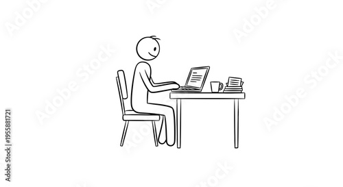 a man sitting at a desk working on a laptop.