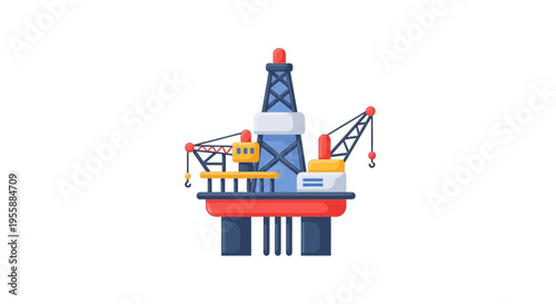 Offshore oil rig platform for petroleum extraction in the sea
