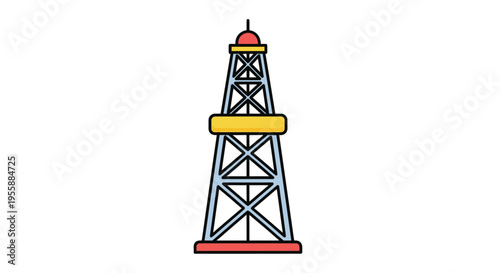 Stylized Vector Icon of an Oil Drilling Rig Tower for Energy Industry and Resource Exploration