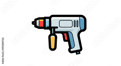 Dynamic Power Drill Illustration for Construction, Home Improvement, and Workshop Efficiency