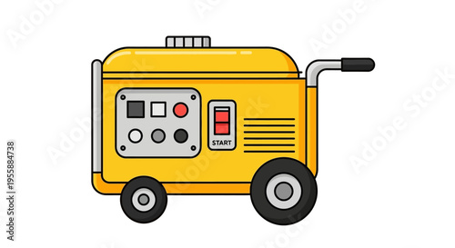 Portable Yellow Generator with Control Panel on Wheels