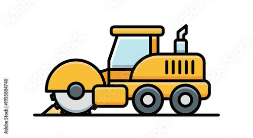 Yellow Steamroller Illustration for Construction and Roadwork Projects